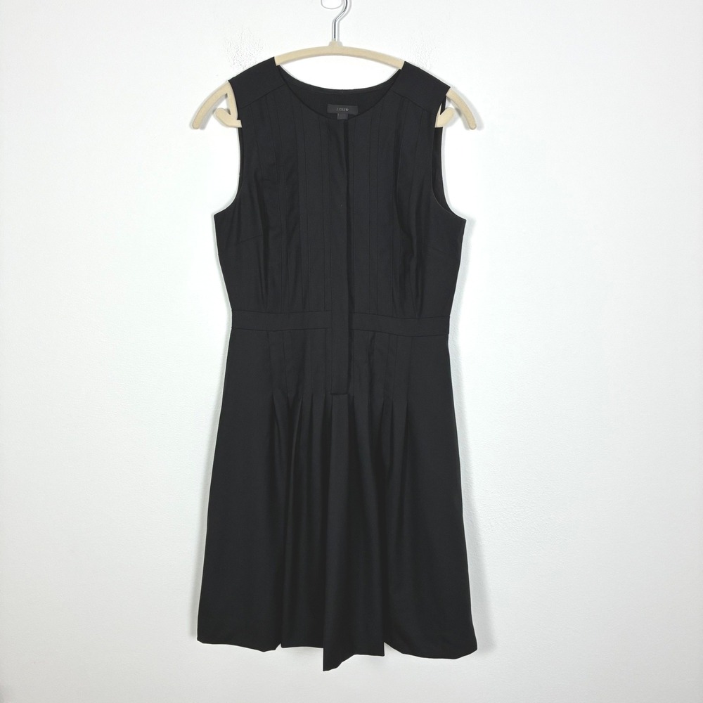 J. Crew Pintuck Pleated Fit and Flare Sleeveless Wool Blend Dress Women's 4